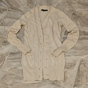 TCEC Cream Button-Up Women’s Cardigan Sweater